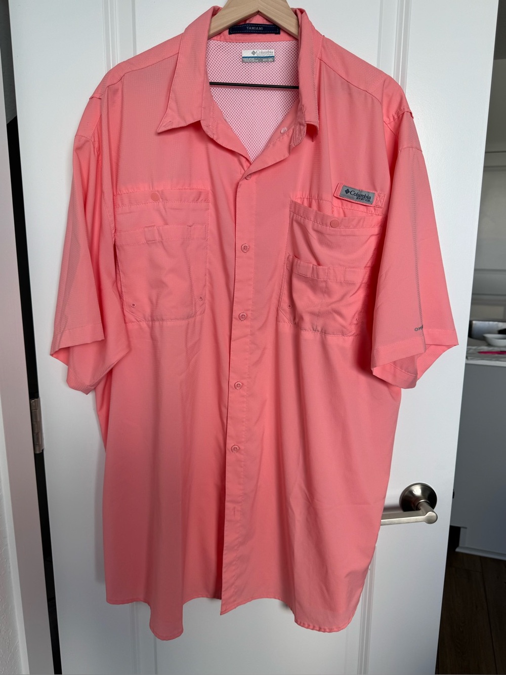 Columbia PFG Tamiami Shirt Mens 3XT Pink Fishing Omni-Shade Tall